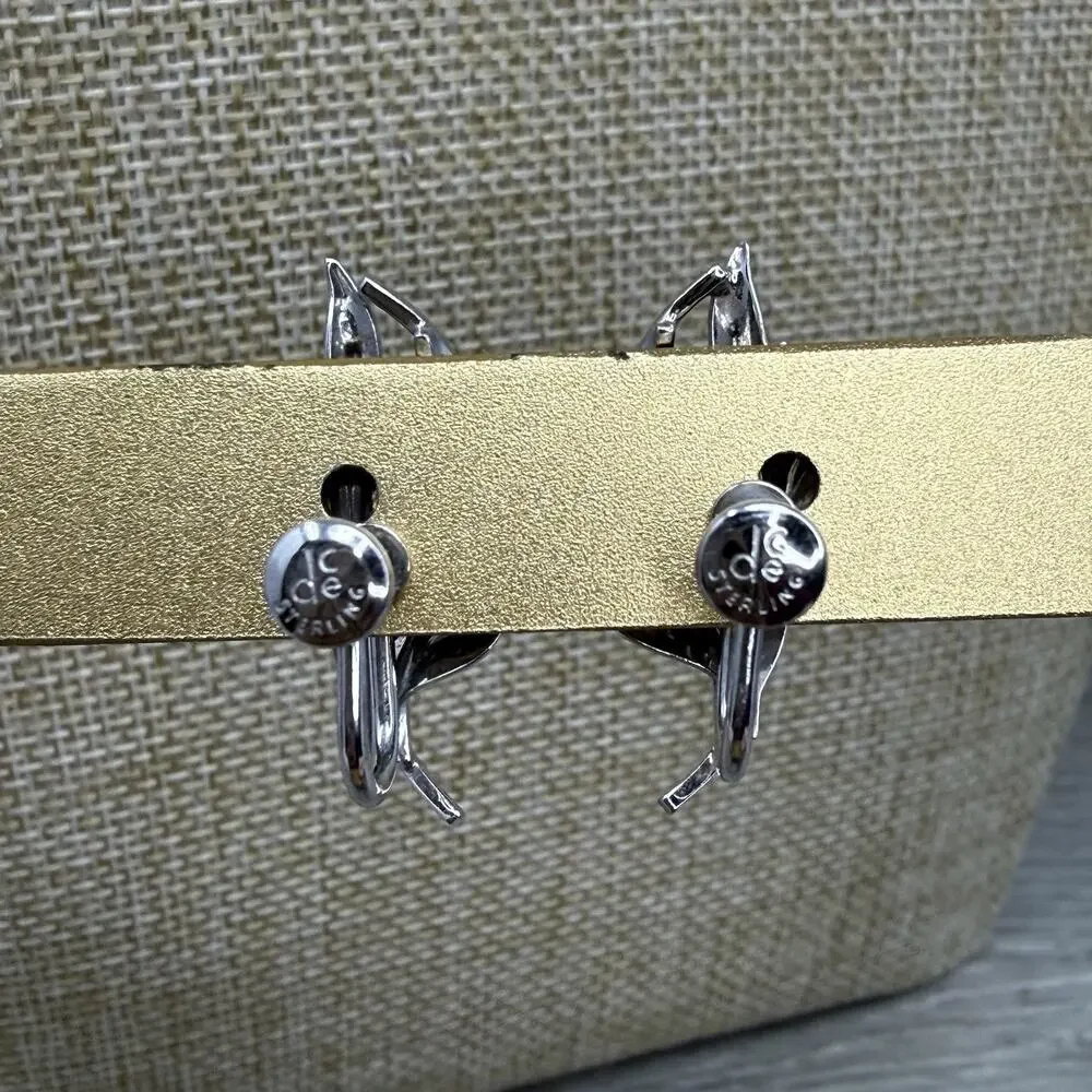 DCE Curtis Sterling Silver Leaf Screw Back Earrings Vintage Jewelry
